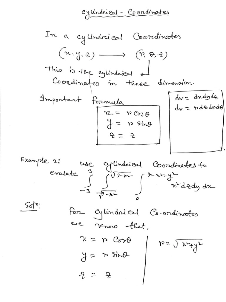Cylindrical Coordinates PDF