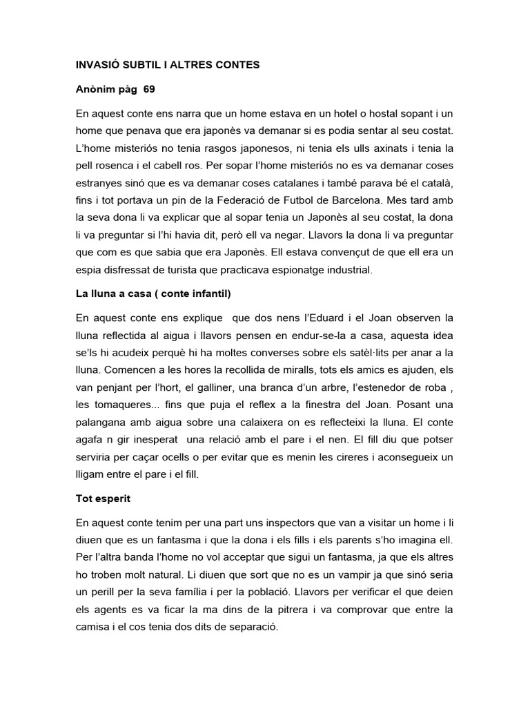 Invasió Subtil I Altres Contes | PDF