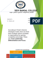 Sushila Devi Bansal College: Topic: Porter's Generic Competency Model