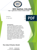 Sushila Devi Bansal College: Topic: Application of Johari Window Model