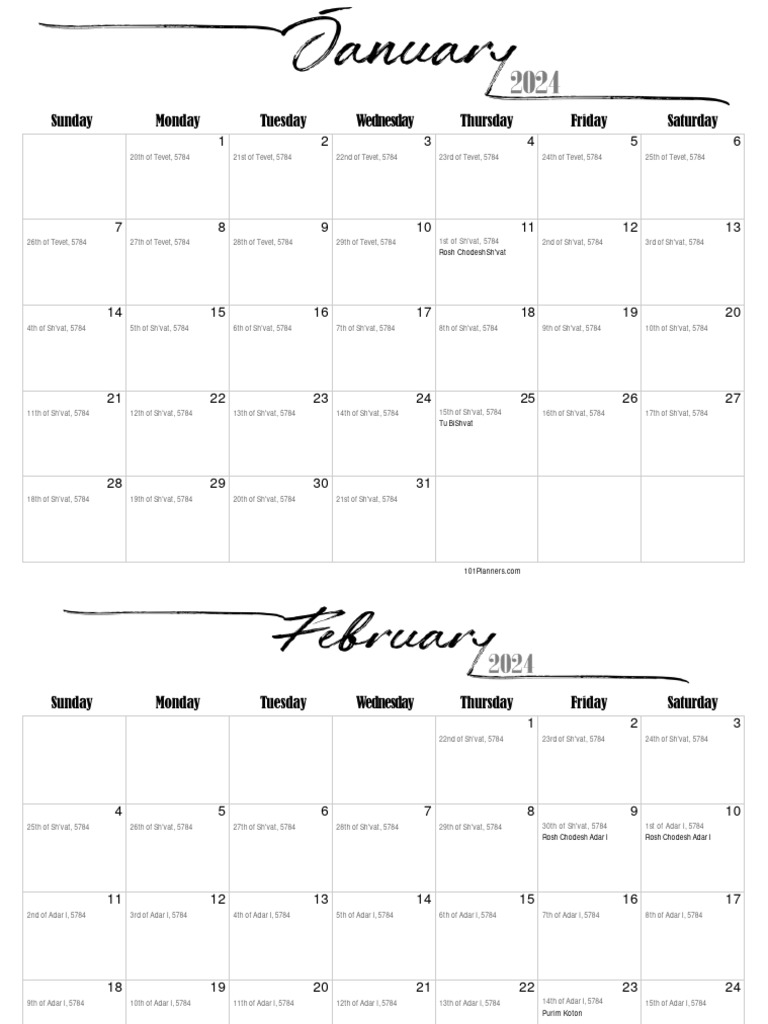Jewish Calendar 2024 PDF Nisan Passover