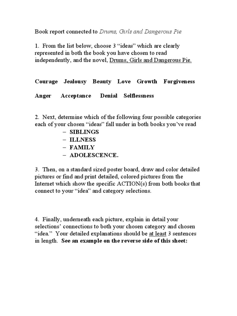 Drums, Girls and Dangerous Pie Book Report Period 8 PDF