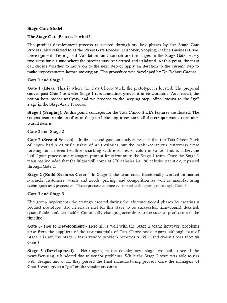 Stage Gate Model Pdf Business Marketing