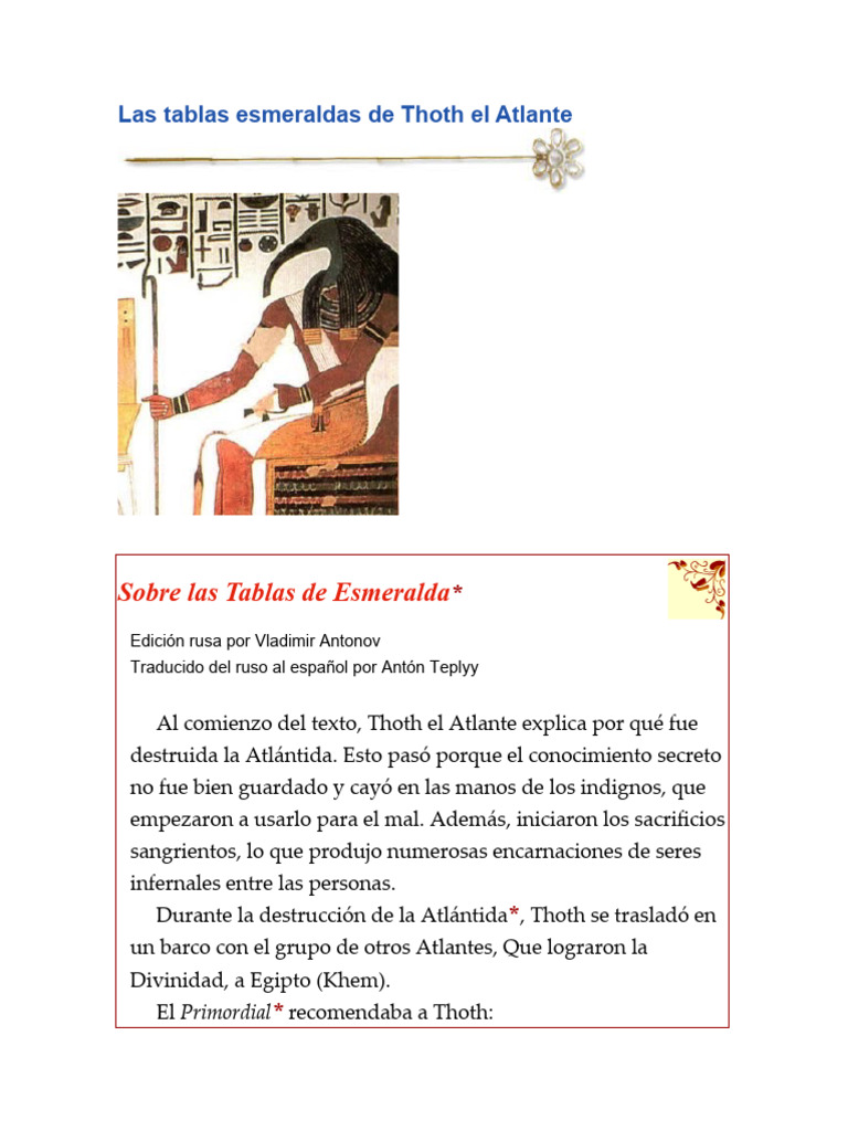 Las Tablas Esmeralda de Thoth El Atlante PDF Amor Alma