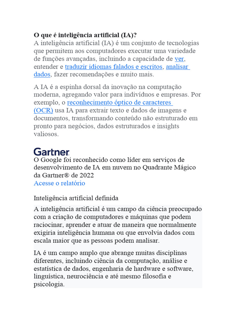 O Que É Inteligência Artificial | PDF