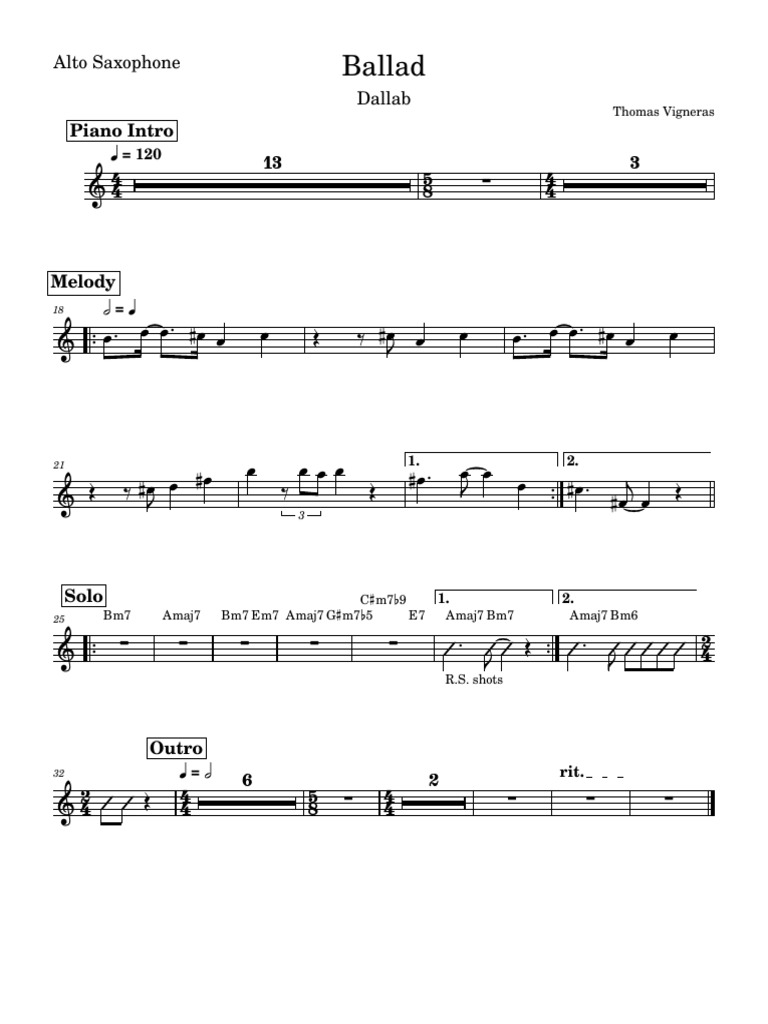 BalladAlto Saxophone PDF
