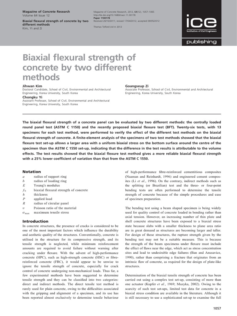 Biaxial Flexural Strength of Concrete by Two Different Methods | PDF ...
