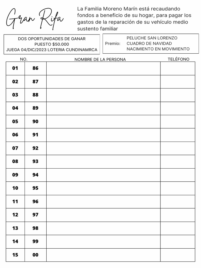 Gran Rifa: Dos Oportunidades de Ganar | PDF