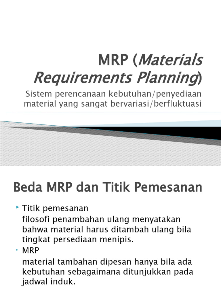 MRP (Materials Requirements Planning) PDF