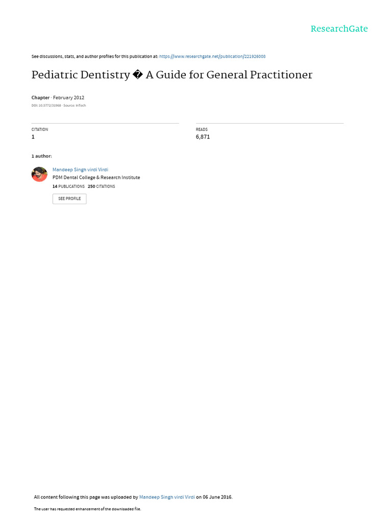 Pediatric Dentistry A Guide For General Practitioner: February 2012 | PDF