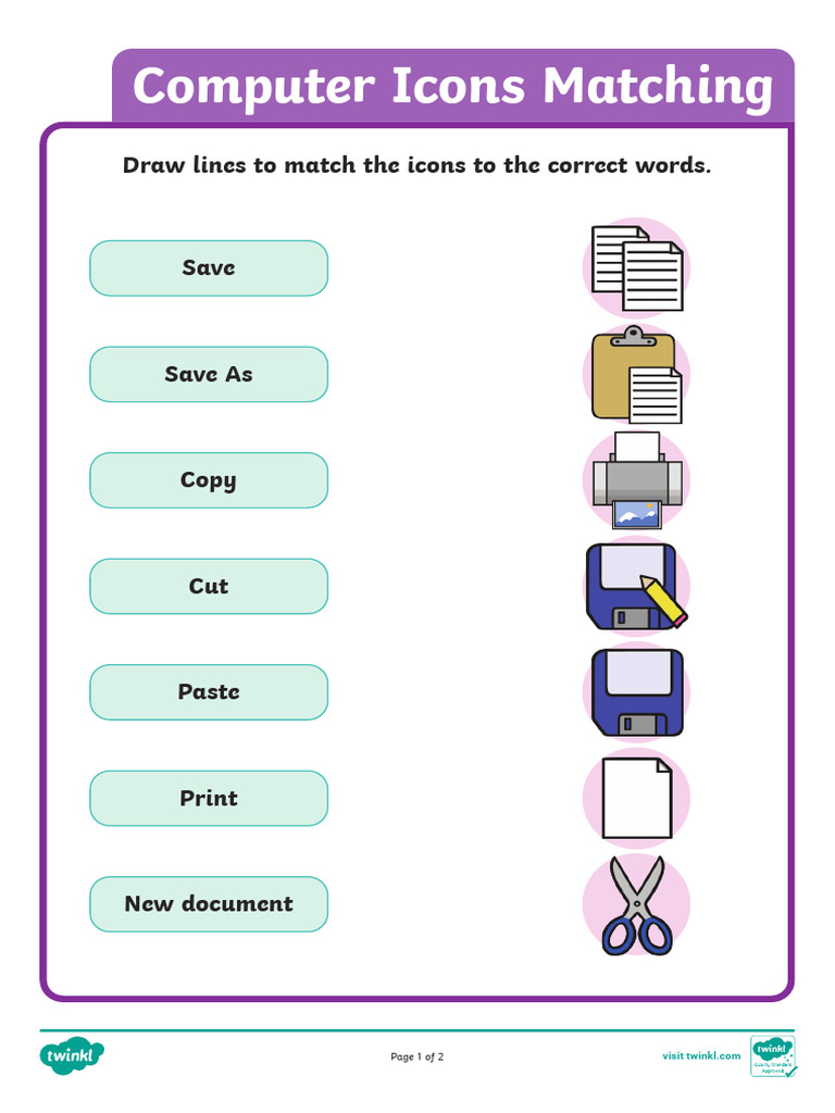 T I 1643971485 ks1 Computer Icons Matching Worksheet - Ver - 2 | PDF