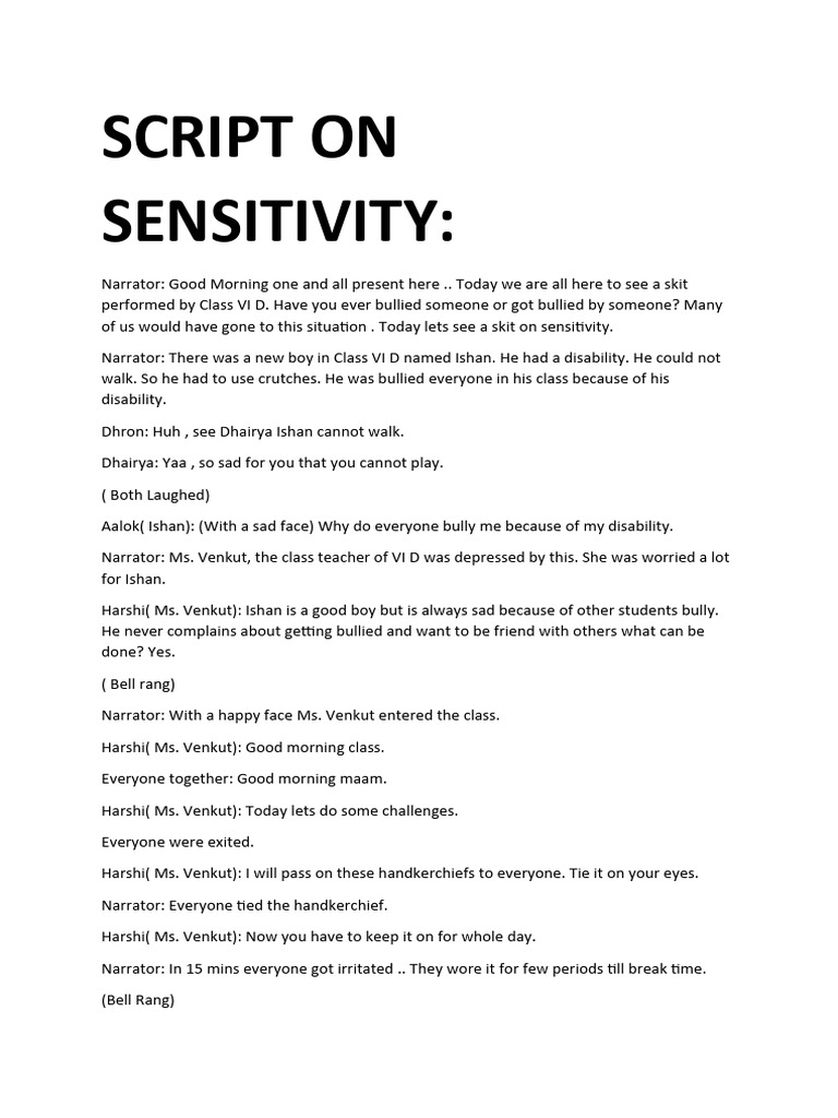 Skit On Sensitivity | PDF