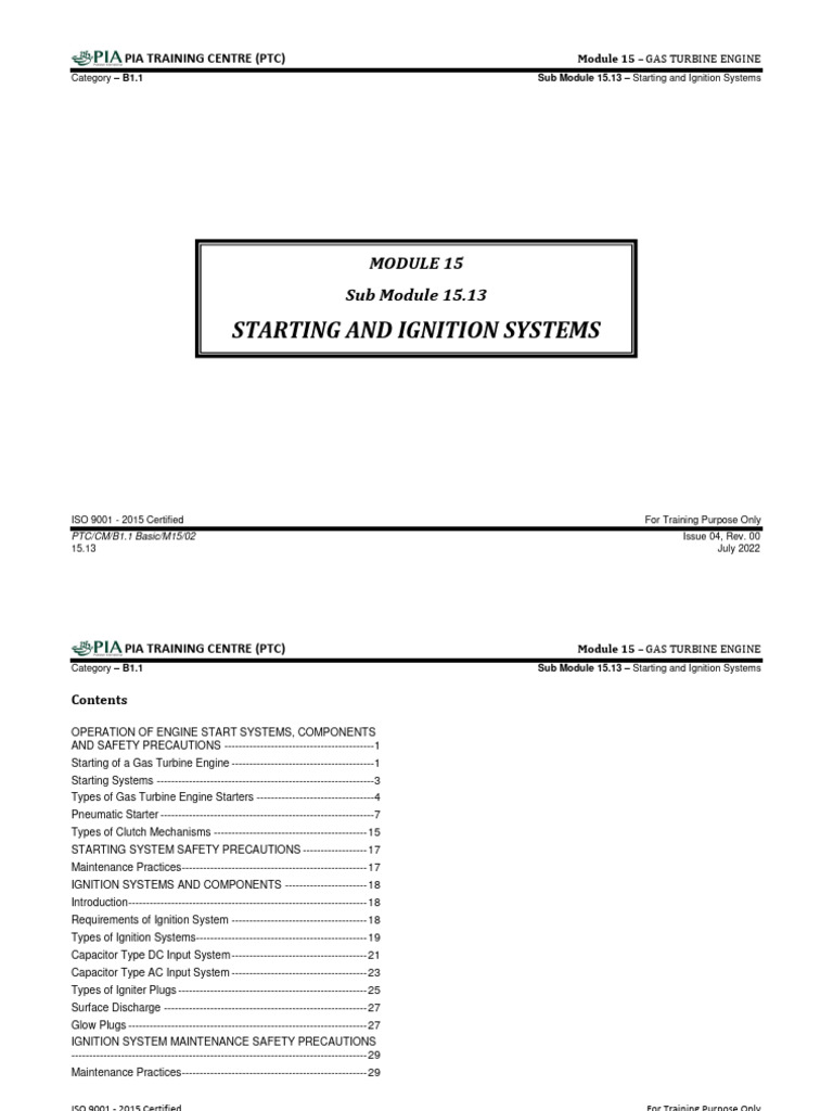 PTC B1.1 Notes Sub Module 15.13 (Starting and Ignition Systems) PDF Clutch Engines