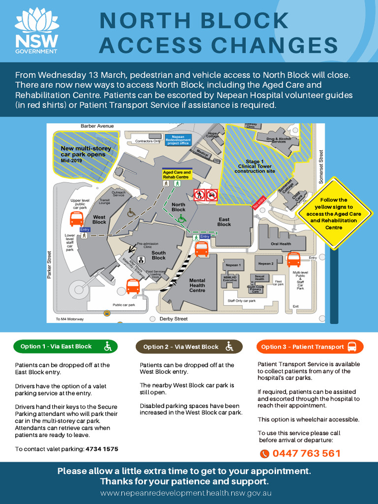 NBMLHD North Block Access Patient Flyer 07 Mar 2019 | PDF | Parking ...