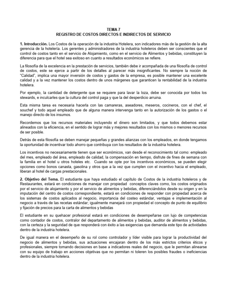 Tema 7 Registros de Costos Directos e Indirectos de Servicios PDF
