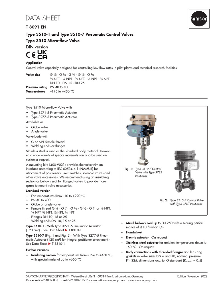 SAMSON Microflow Valve 3510 | PDF
