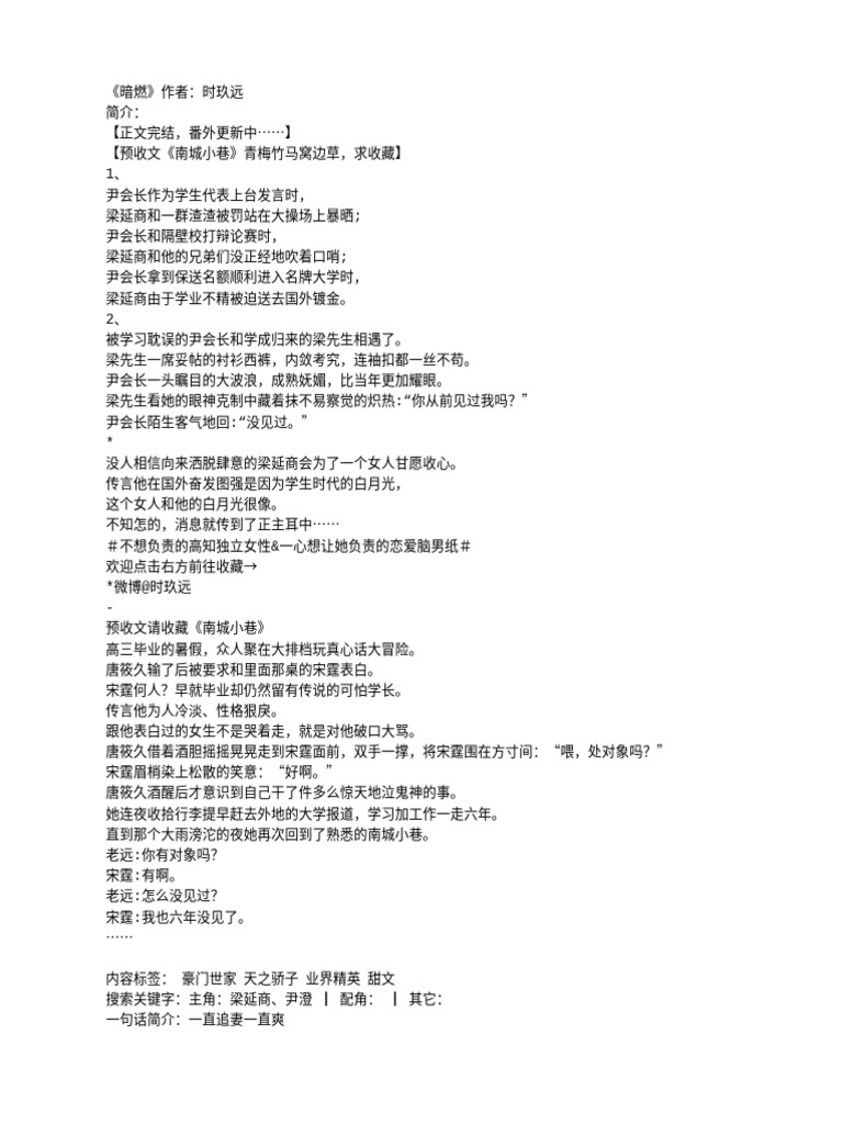 暗燃》作者：时玖远| PDF