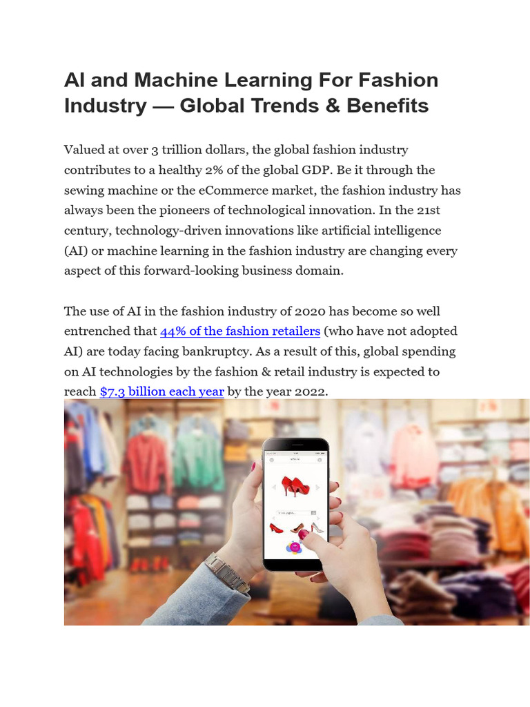 Ai And Machine Learning For Fashion Industry Pdf Fashion
