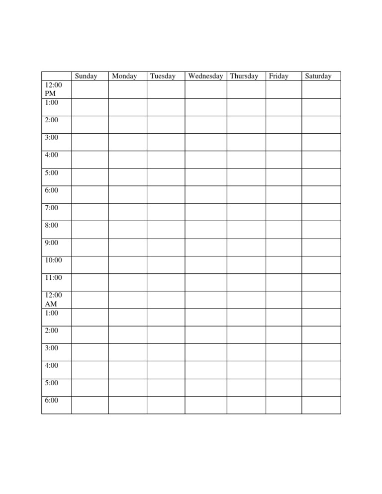 Weekly Time Schedule Template | PDF