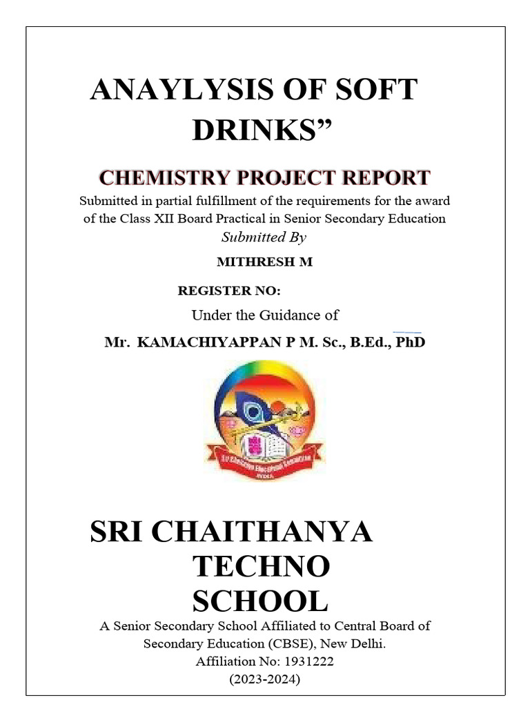 ANAYLYSIS OF SOFT DRINKS PDF Soft Drink Sucrose
