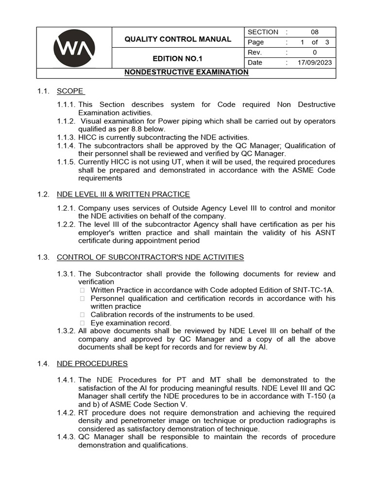 13-Sec 8 - NDE | PDF | Nondestructive Testing