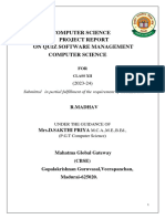 Computer Science Project Report On Quiz Software Management Computer Science