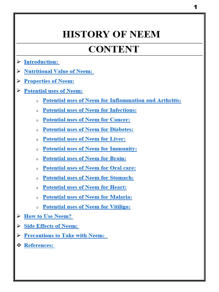 Neem Tree: History and Uses | PDF | Candidiasis | Oral Hygiene