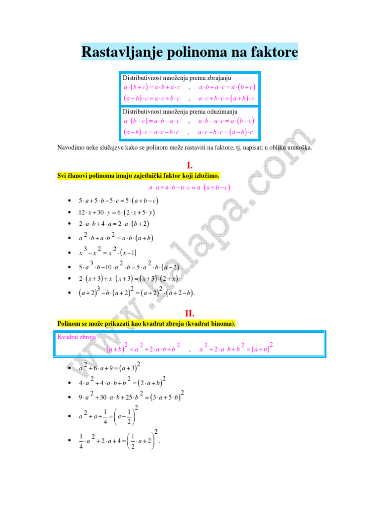 Faktorizacija | PDF | Teaching Methods & Materials
