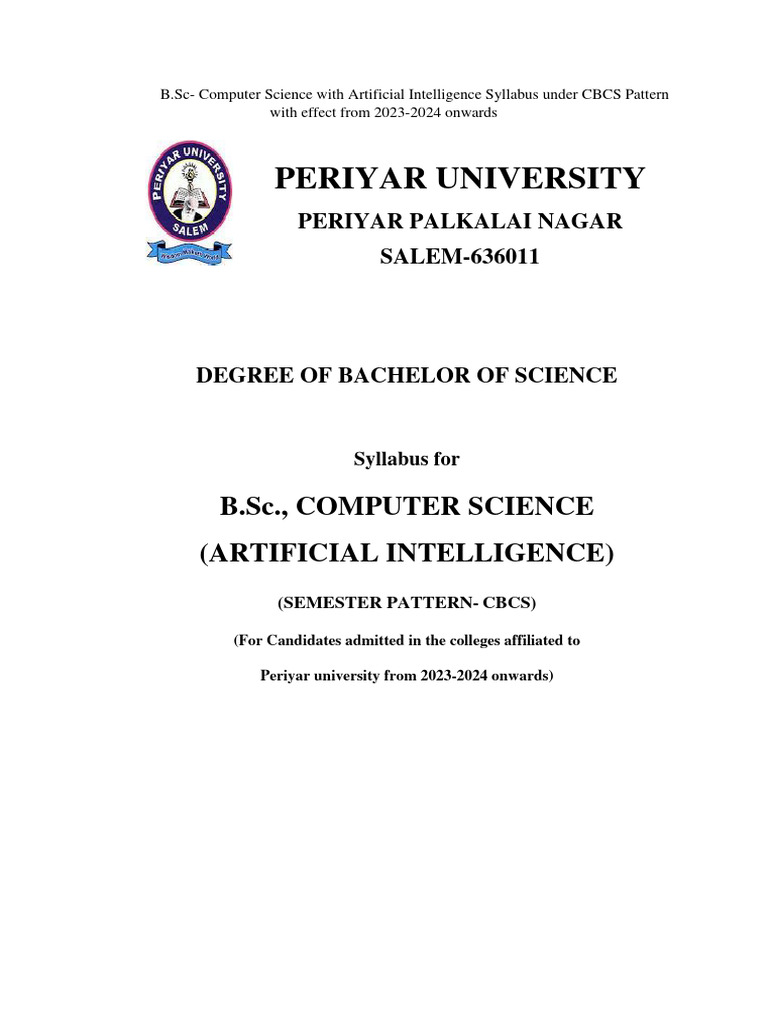 B.SC., Computer Scince With Artificial Intelligence | PDF | Artificial ...