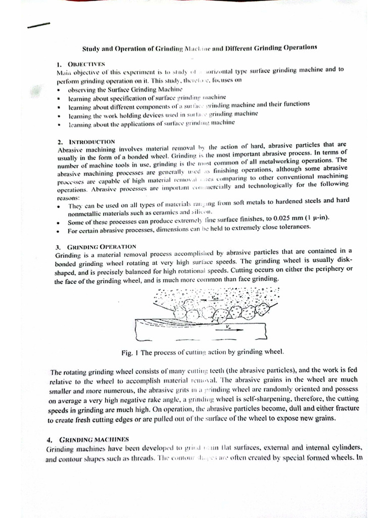 IPE Grinding Machine Experiment PDF