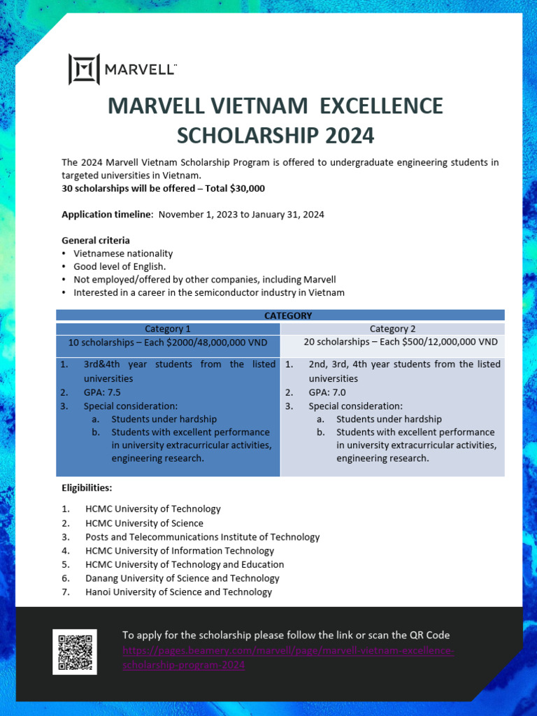 Marvell Vietnam Excellence Scholarship 2024 PDF