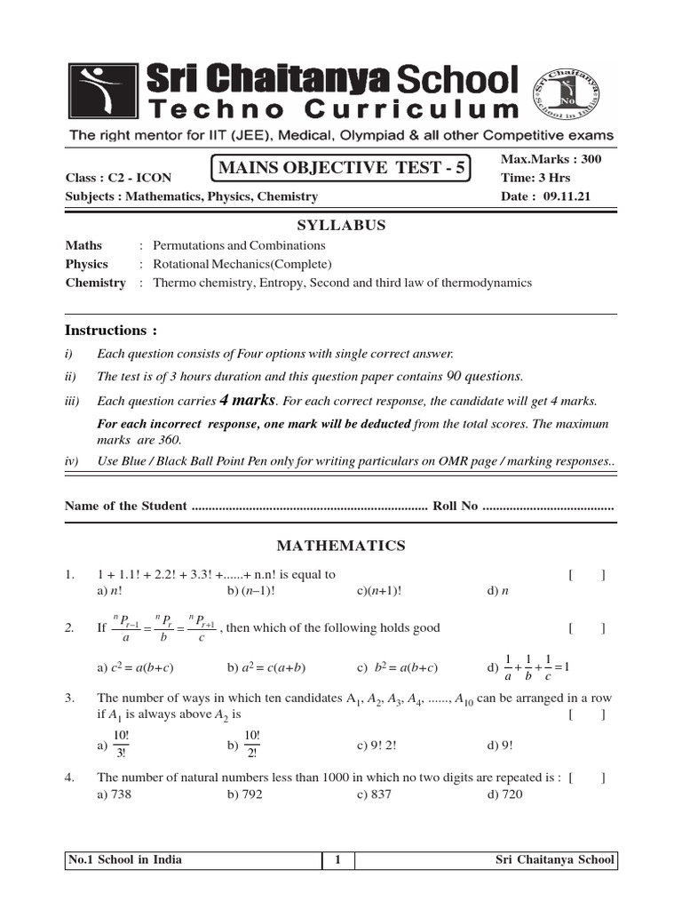 C2 - ICON OT - 5 (Mains Model) | PDF | Rotation Around A Fixed Axis ...
