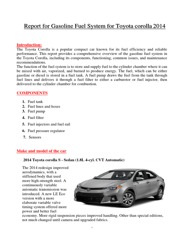 2014 Corolla Fuel Capacitynull