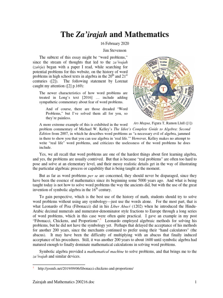 Za’irajah: Historical Word Problems in Math | PDF | Mathematics | Science