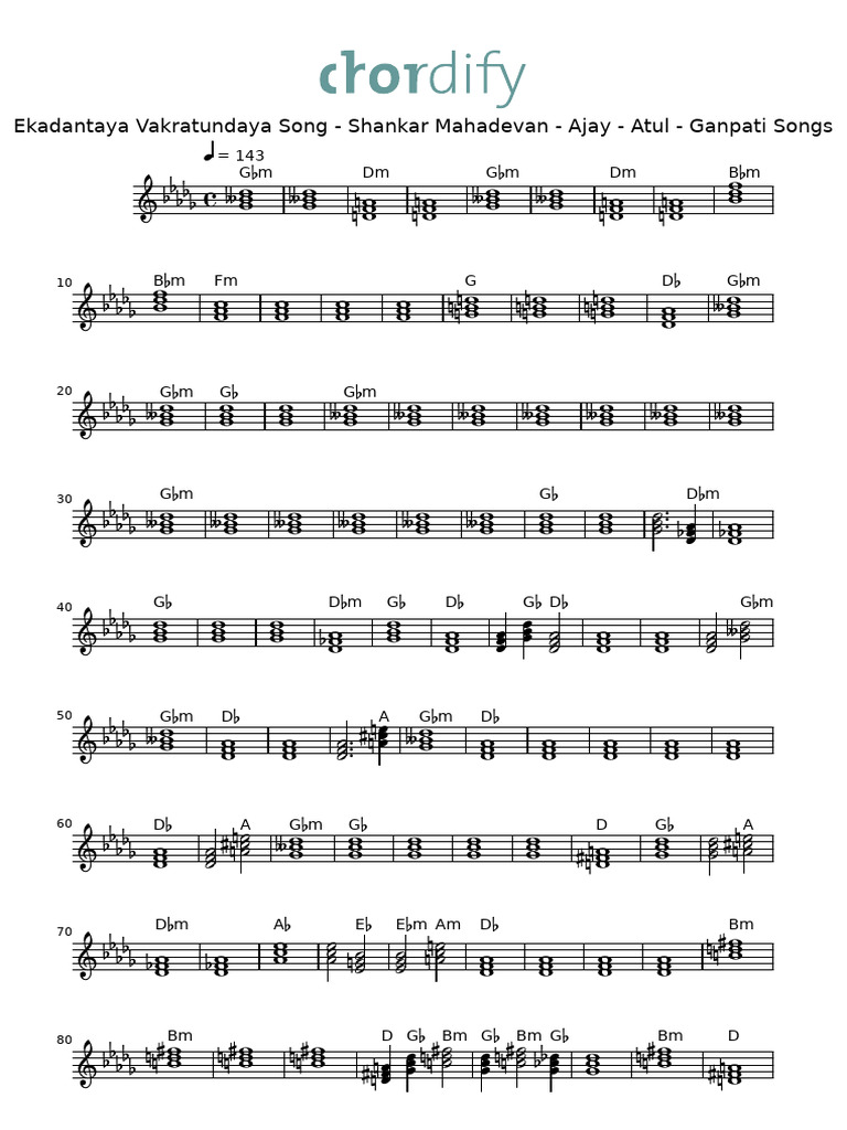 Chordify Ekadantaya Vakratundaya Song Shankar Mahadevan Ajay Atul