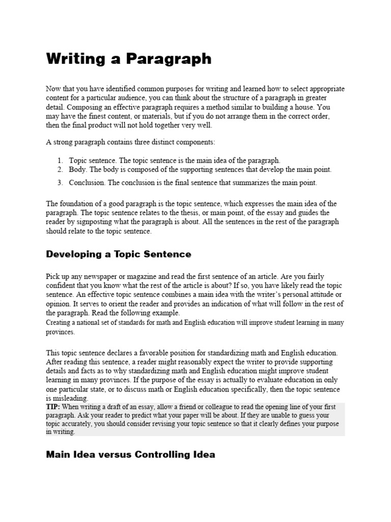 Writing A Paragraph | PDF | Paragraph | Car