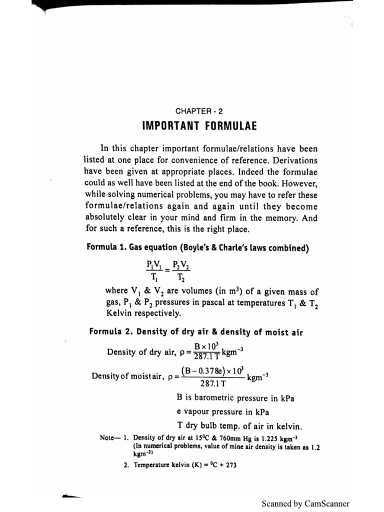 Mine Ventilation Formulae | PDF