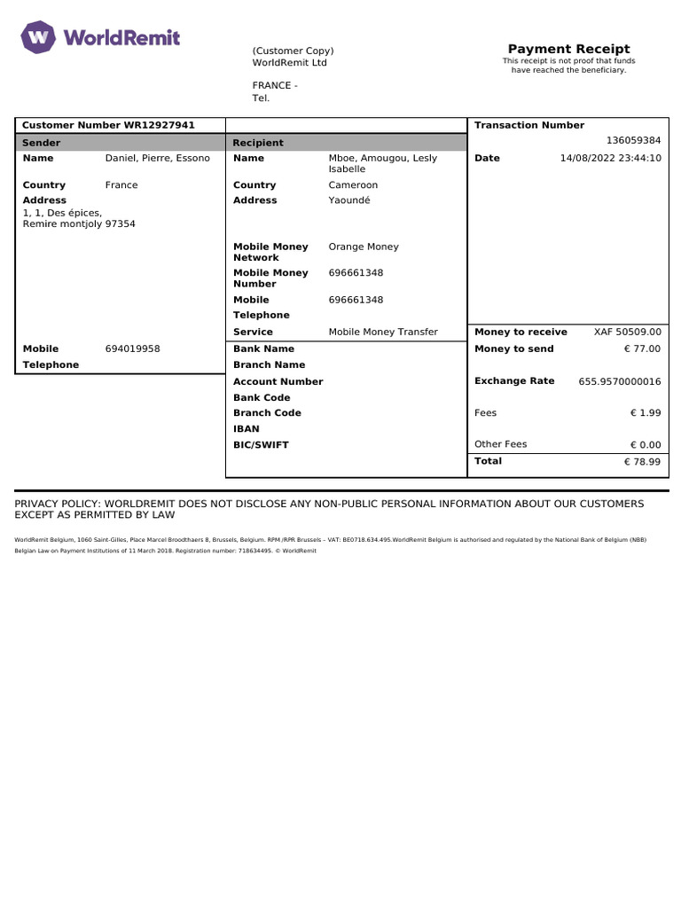Payment Receipt | PDF