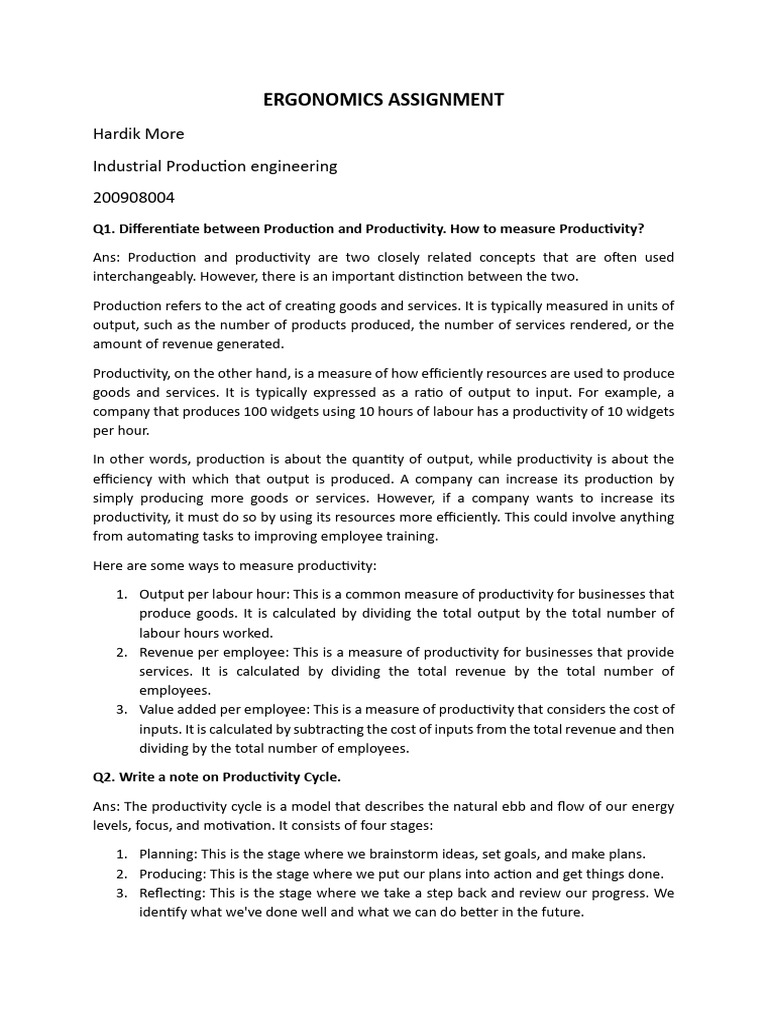 Ergonomics Assignment PDF Noise Human Factors And Ergonomics