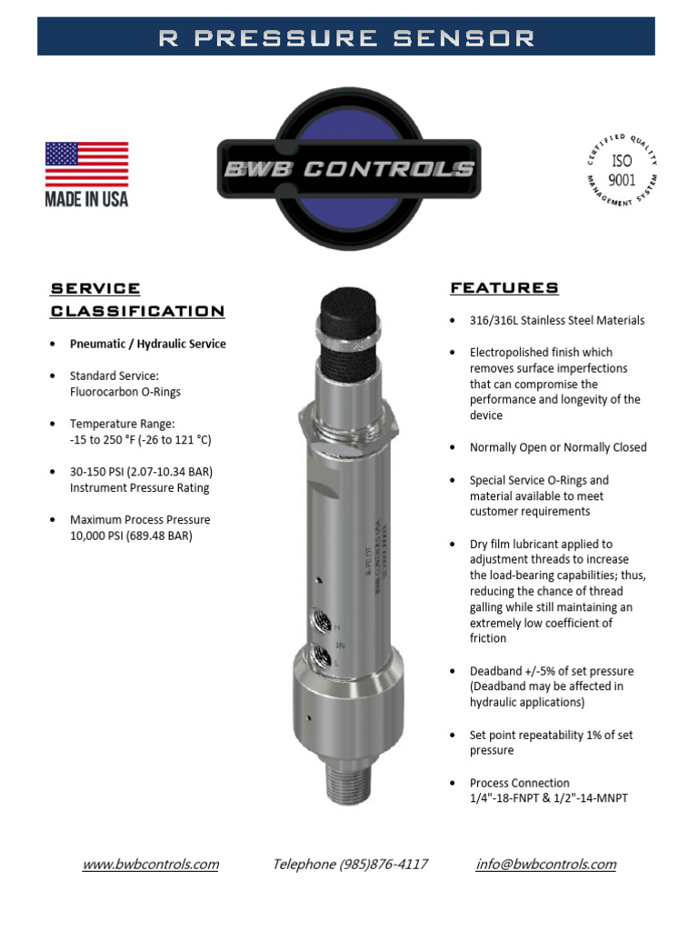 BWB Vacuum Pressure Sensor Overview | PDF