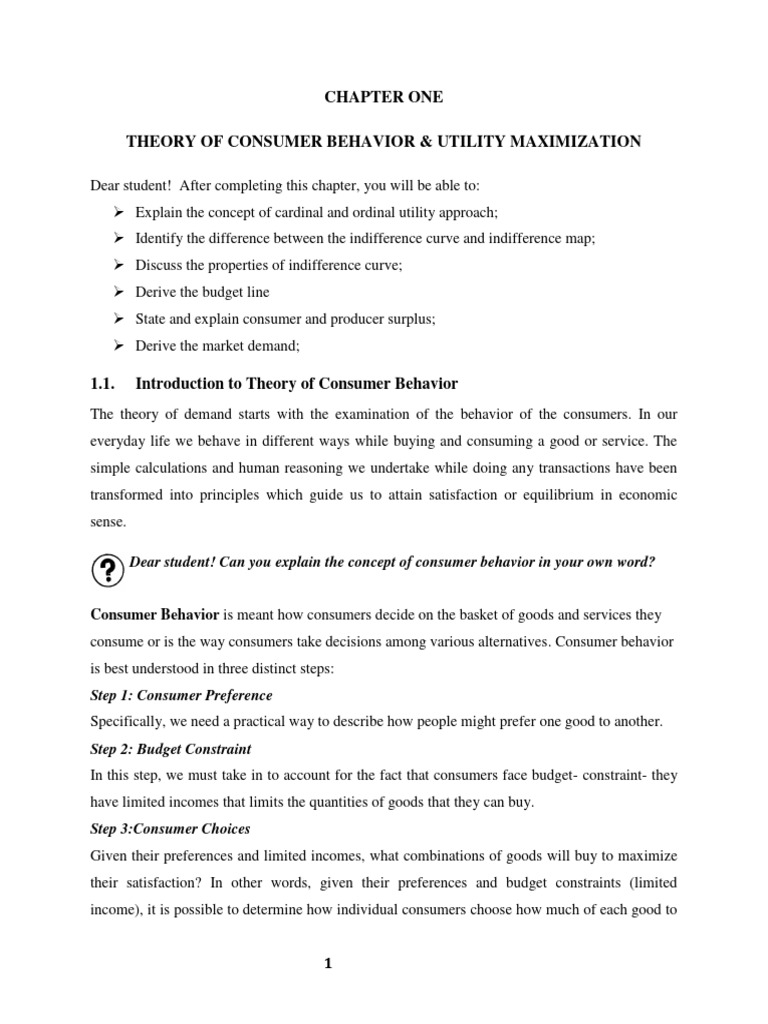 Consumer Behavior and Utility Theory | PDF | Utility | Price Elasticity ...