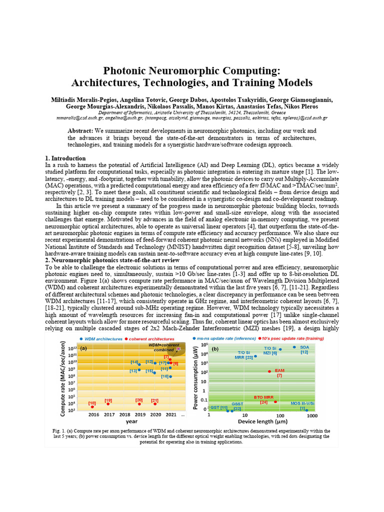 Photonic Neuromorphic Computing, Architectures - Final | PDF ...