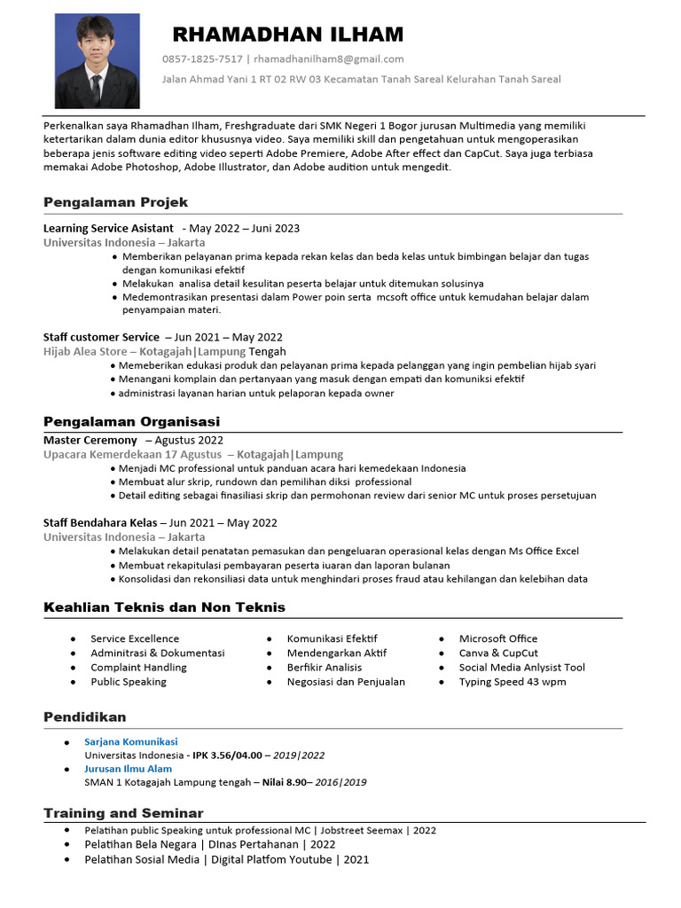 CV ATS Tanpa Pengalaman Apapun | PDF