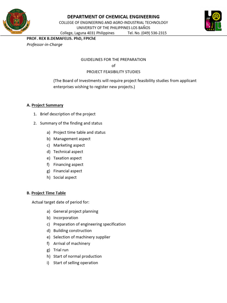 Guidelines For The Preparation of Projectc Feasibility Studies | PDF ...