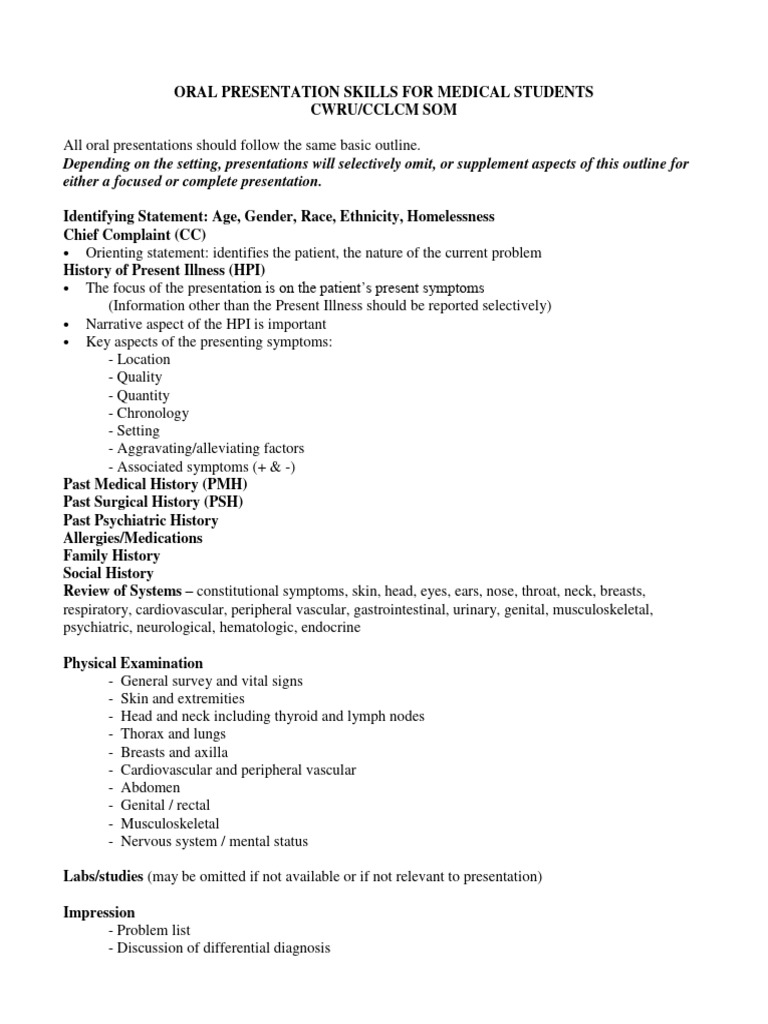 Student Oral Presentation Template PDF