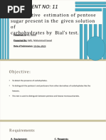 Quantitative Estimation of Pentose Sugar Present in The Given Solution of Carbohydrates by Bials Tes