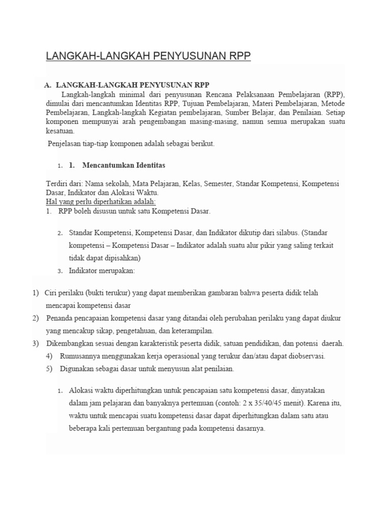 Panduan Lengkap Penyusunan RPP | PDF