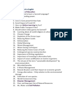 Easy Topics For Speech in English...