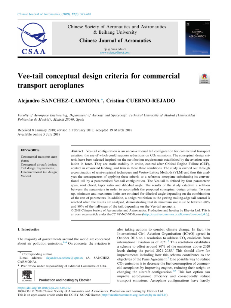 Vee-Tail Design for Commercial Aircraft | PDF | Empennage | Airplane