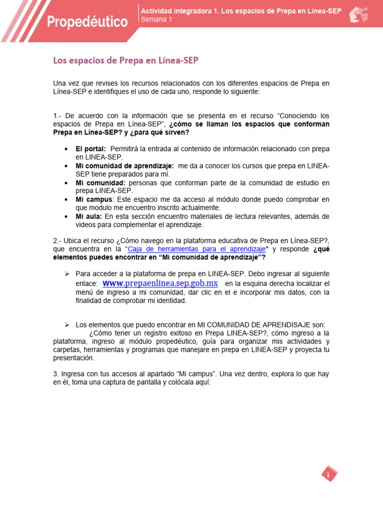 Apartados de Mi Campus Prepa en Línea SEP | PDF | Salón de clases | Blog